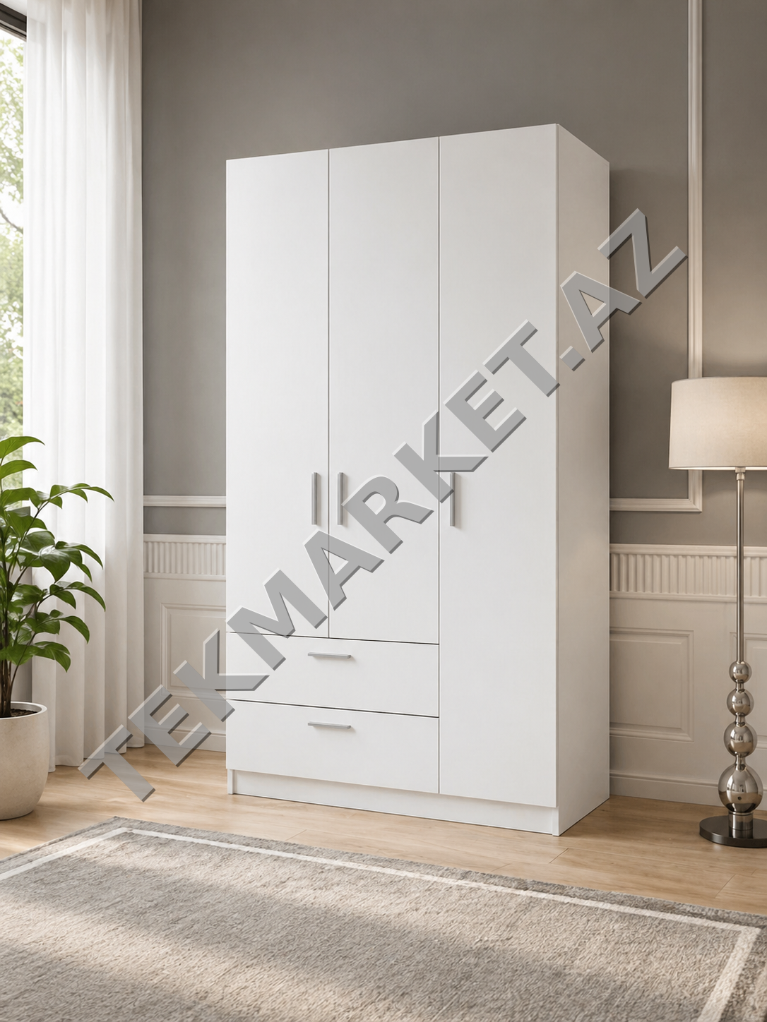 Çəkməcəli 3 qapılı dolab